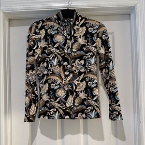 J. McLaughlin Floral Print Top - Black, Gold, Blue